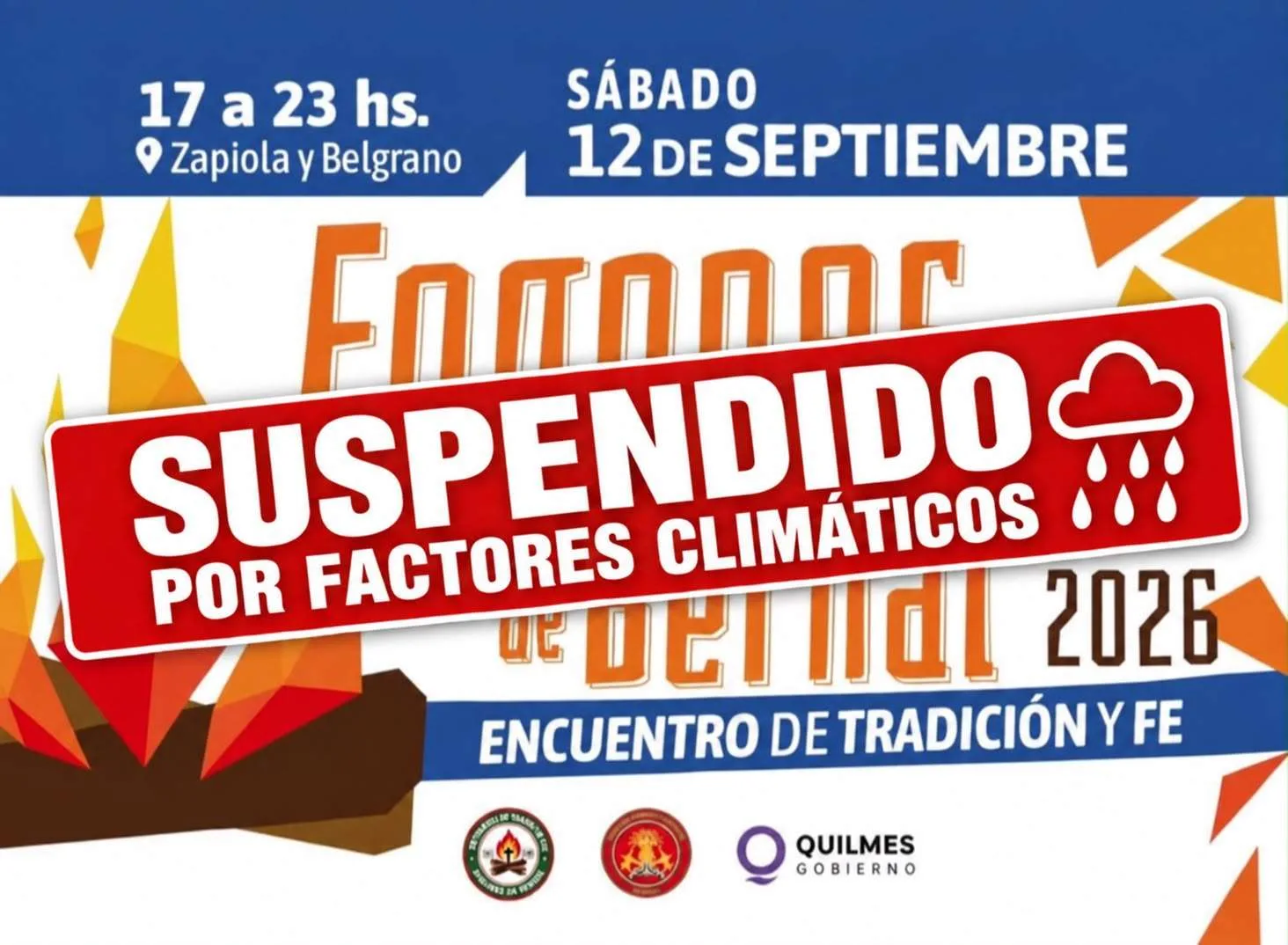 Por mal tiempo, suspendieron los Fogones de Bernal 2026